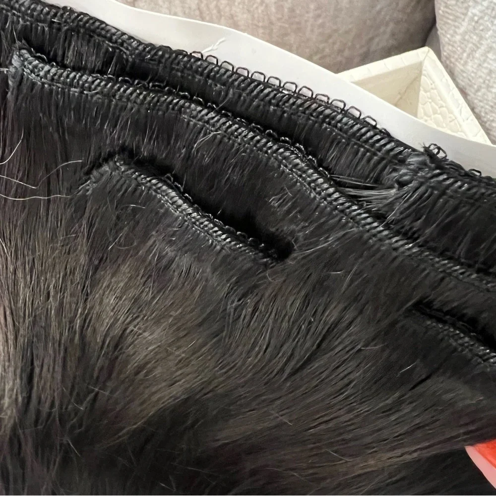 16” Nat‎ Black Clip in Human Hair Extensions Lace Weft Full Head 7pc 110g KL7